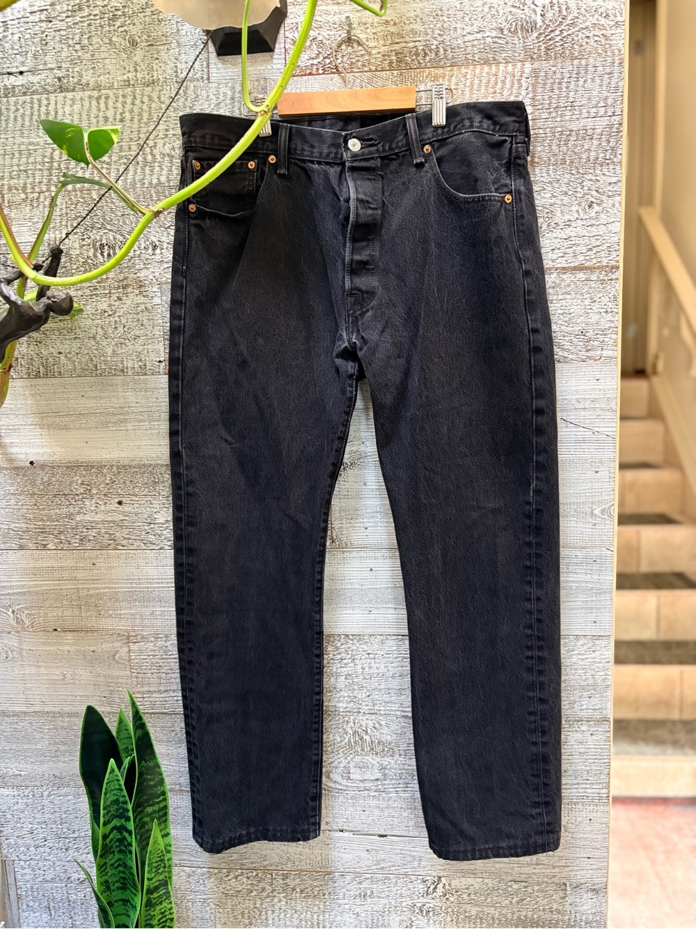 Levi's | 501 Black-Wash Button-Fly Straight-Leg Jeans - Men's 34x28.5